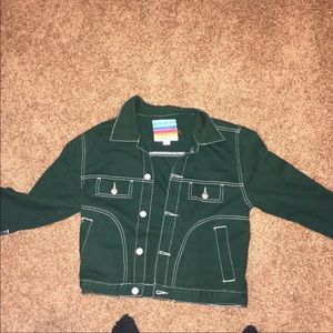 Unif green crop denim jacket